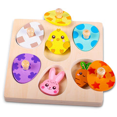 Waybla Easter Puzzle Bunny piece with bright colors supporting fine motor skills