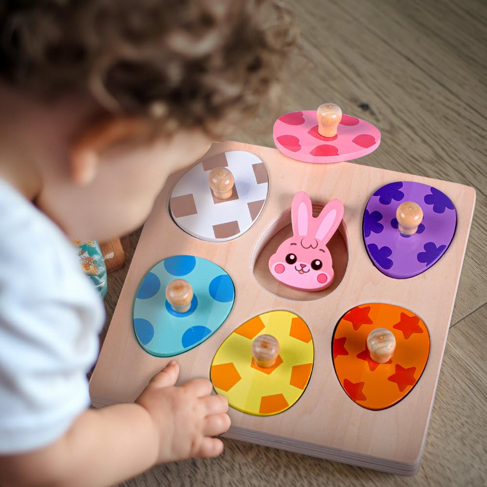 Waybla Easter Puzzle Carrot piece in orange encourages hand-eye coordination