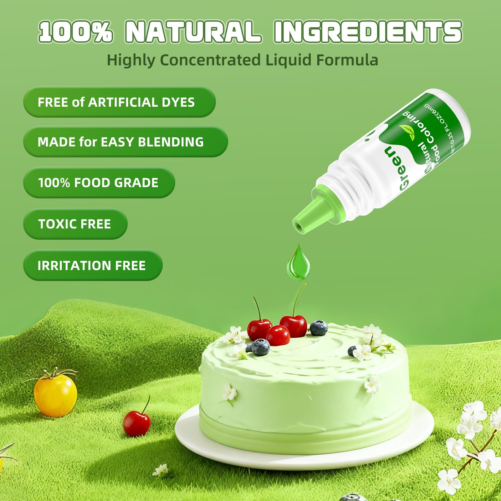 Wayin green liquid color bottle for fresh verdant tones on cakes