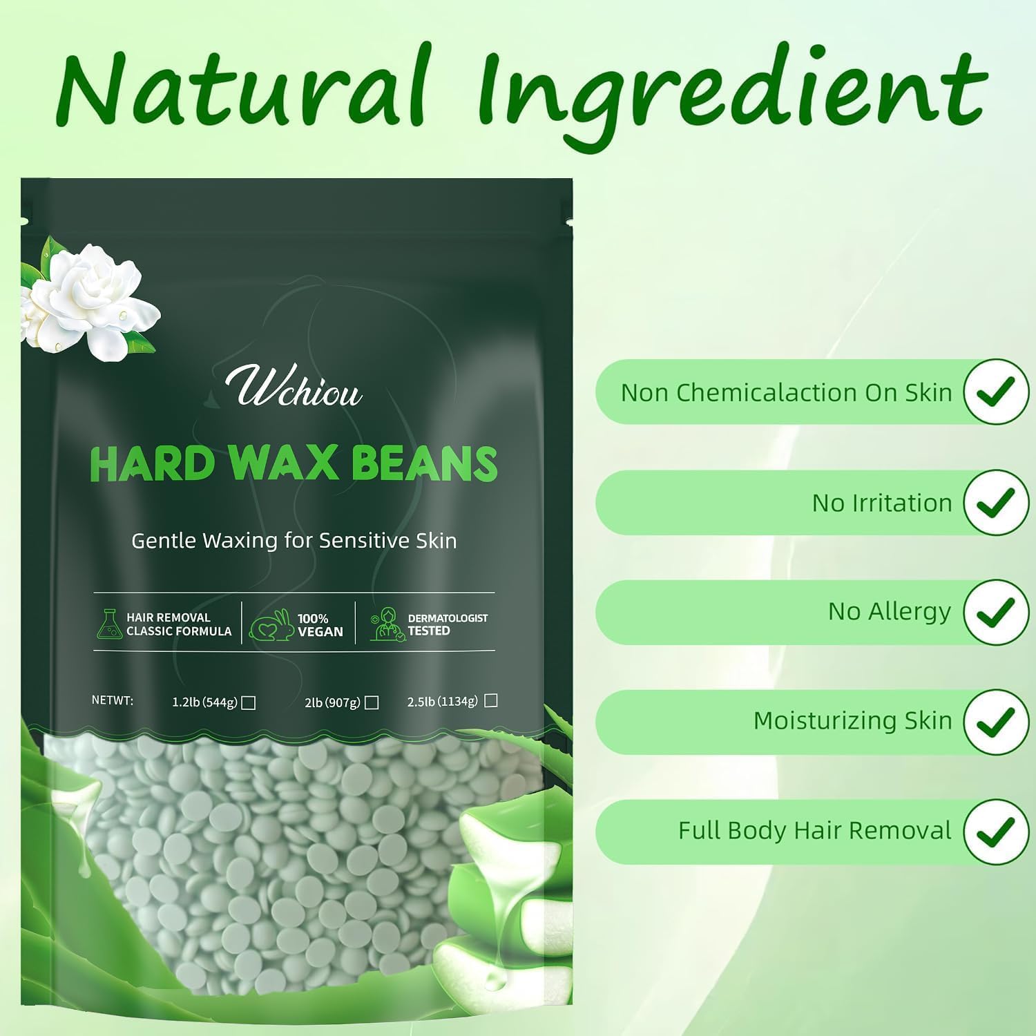 Wchiou aloe vera wax detail highlighting natural soothing formula.