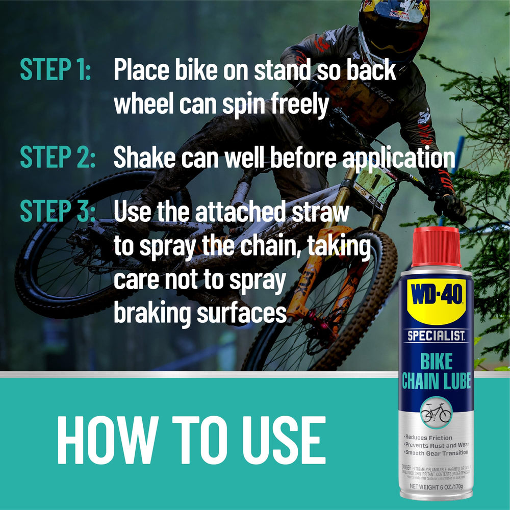 Chain being lubricated with WD-40 BIKE for smoother shifting.