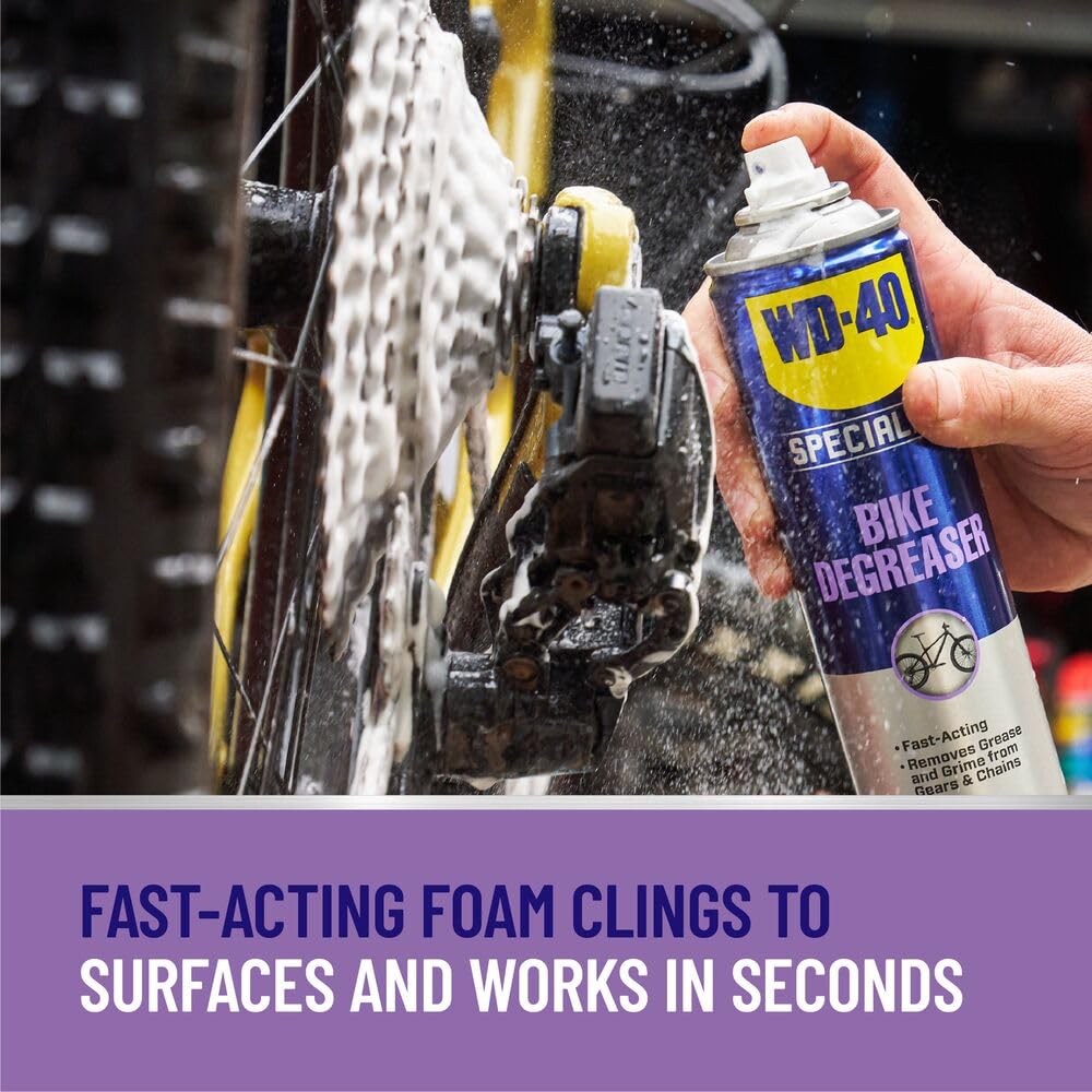 WD-40 BIKE Specialist Degreaser citrus-free formula preserves paint and varnish.