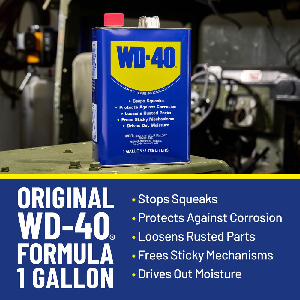 WD-40 Original Formula lubricates hinges wheels and gears for easier movement