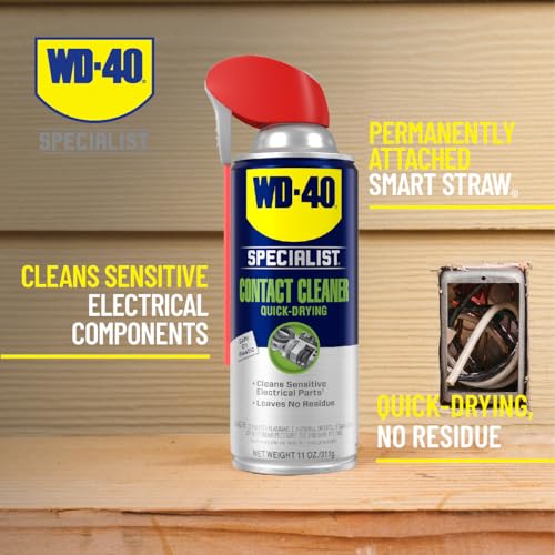 WD-40 Specialist spray with Smart Straw delivers pinpoint cleaning on a circuit board.