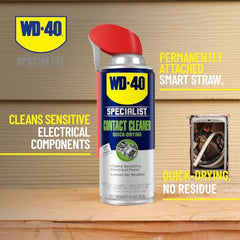 WD-40 Specialist spray with Smart Straw delivers pinpoint cleaning on a circuit board.