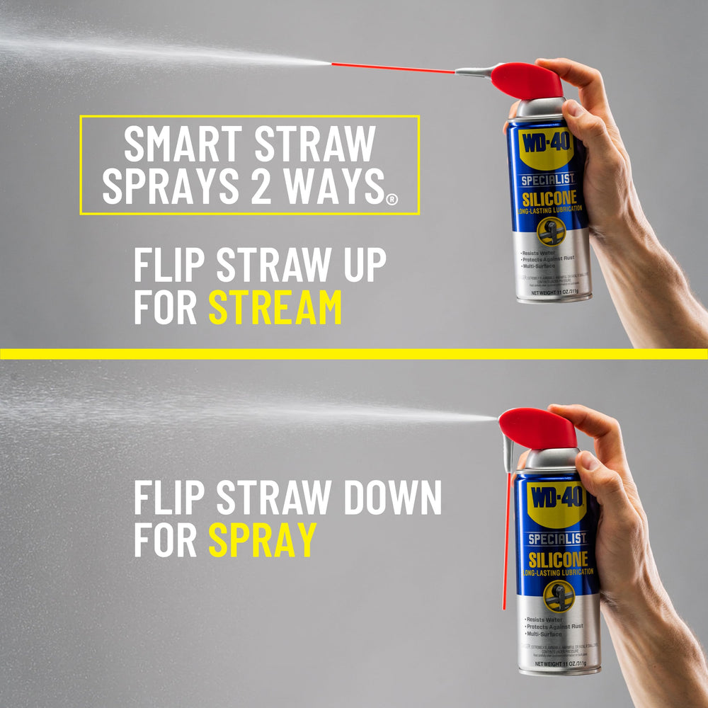 WD-40 Specialist hinge lubrication reduces stiffness in doors.