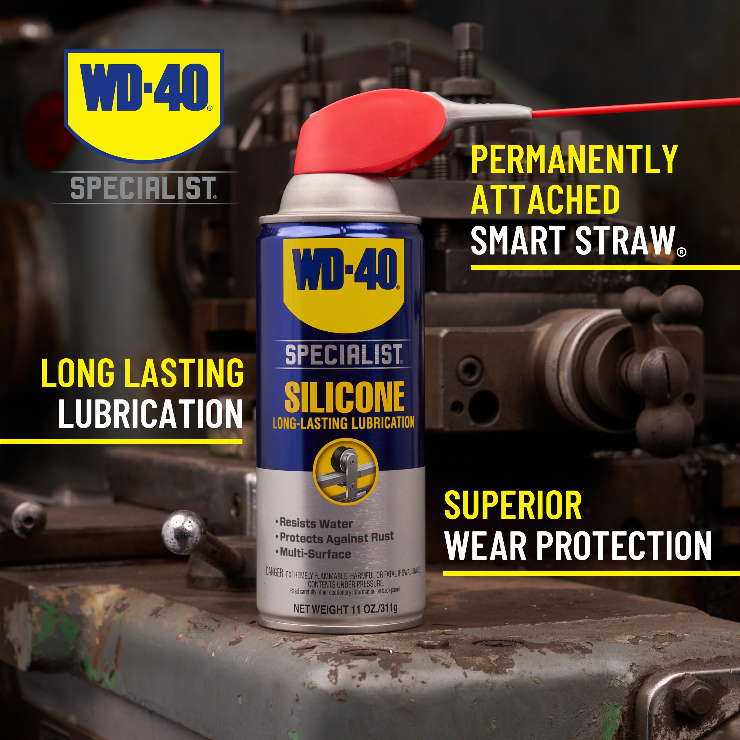 WD-40 Specialist silicone lubricant on rubber, plastic and vinyl for easier operation.