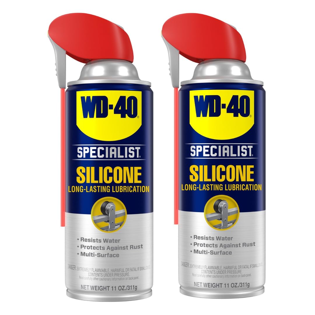 WD-40 Specialist Silicone Lubricant spray can with two-way action smooths moving parts.