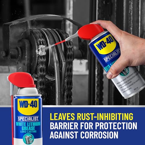 WD-40 Specialist White Lithium Grease spray operates from 0 to 300°F