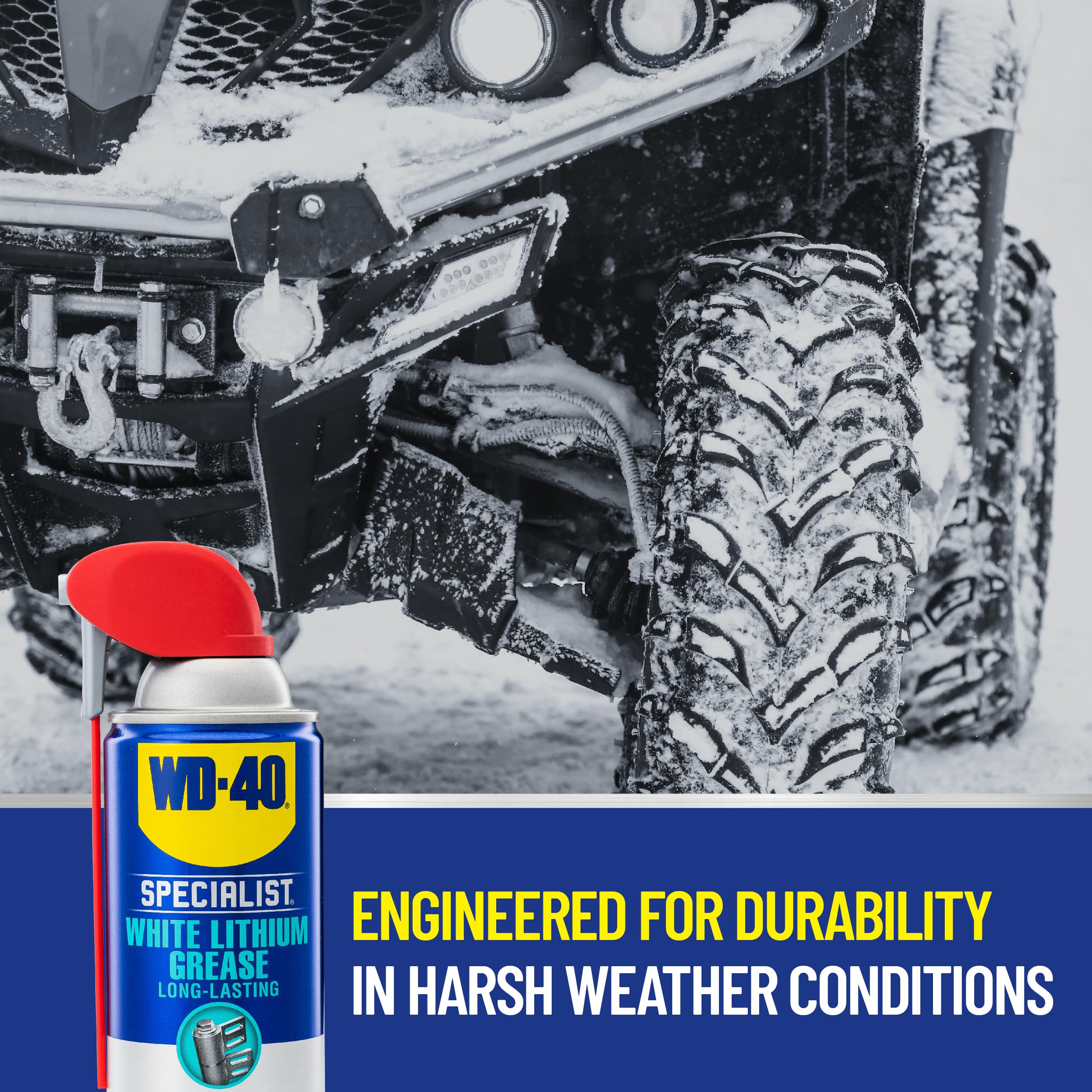 WD-40 Specialist White Lithium Grease spray for hinges, gears, and pulleys