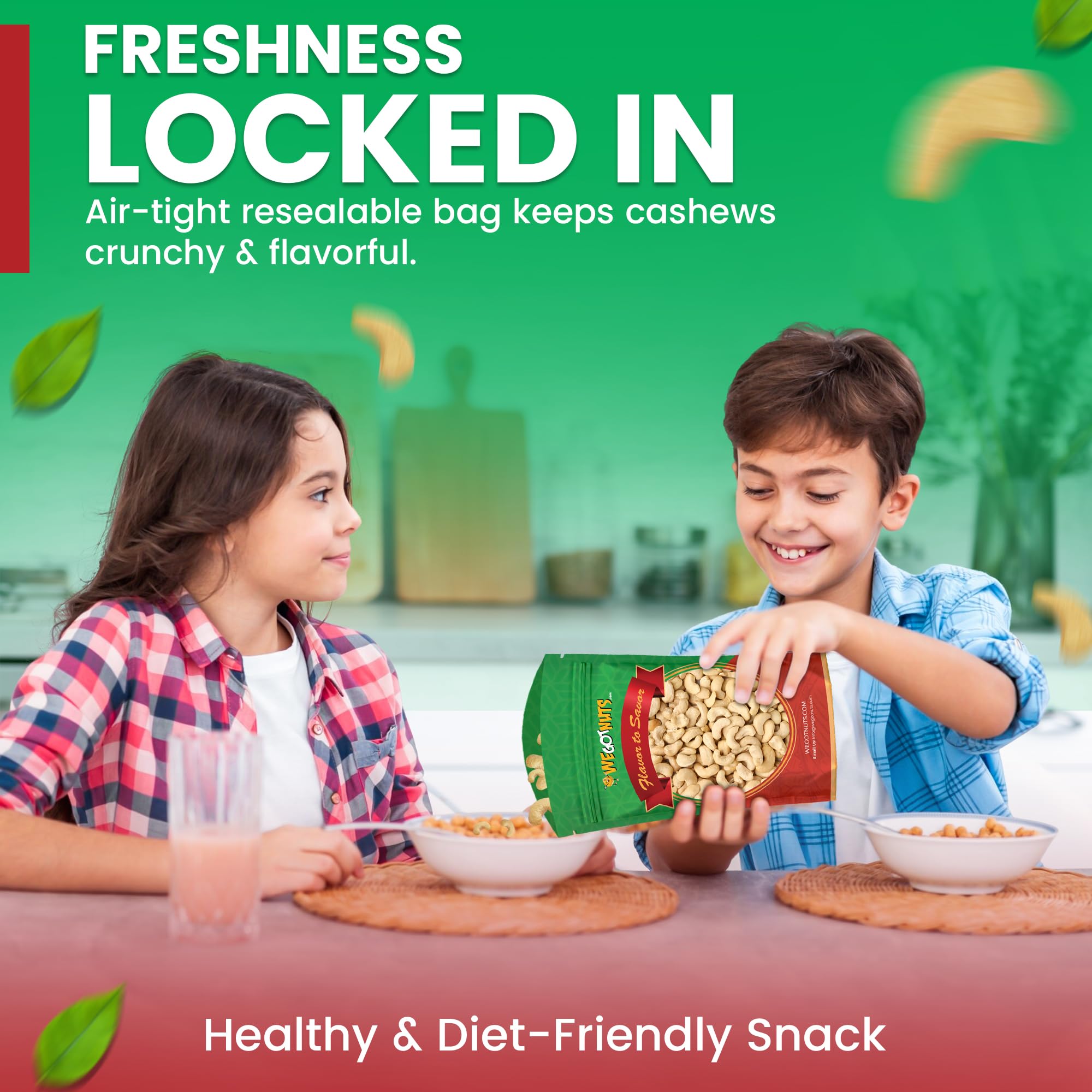 We Got Nuts air-tight resealable pouch preserves freshness after opening.