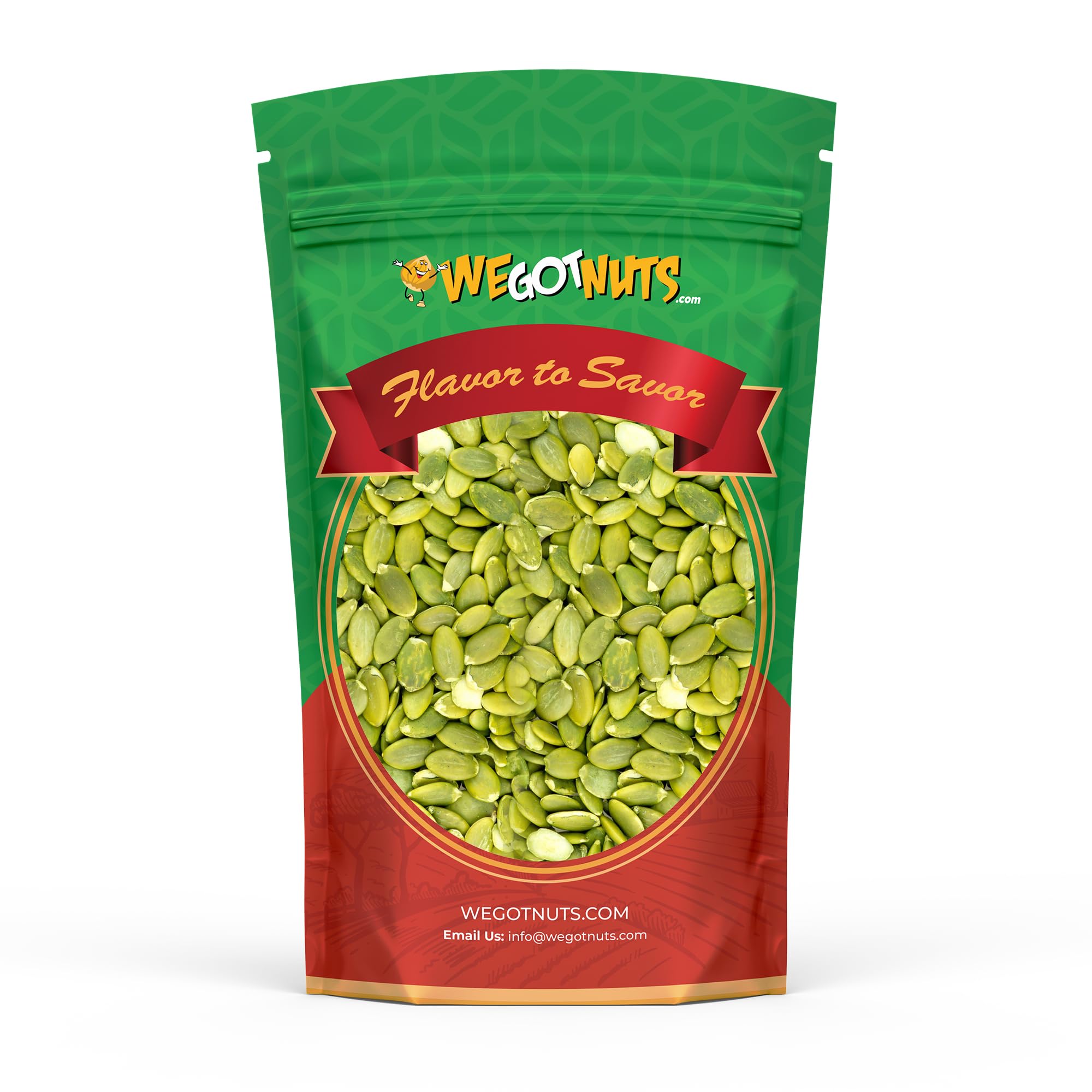 We Got Nuts pumpkin seeds bag front view for easy, on-the-go snacking.