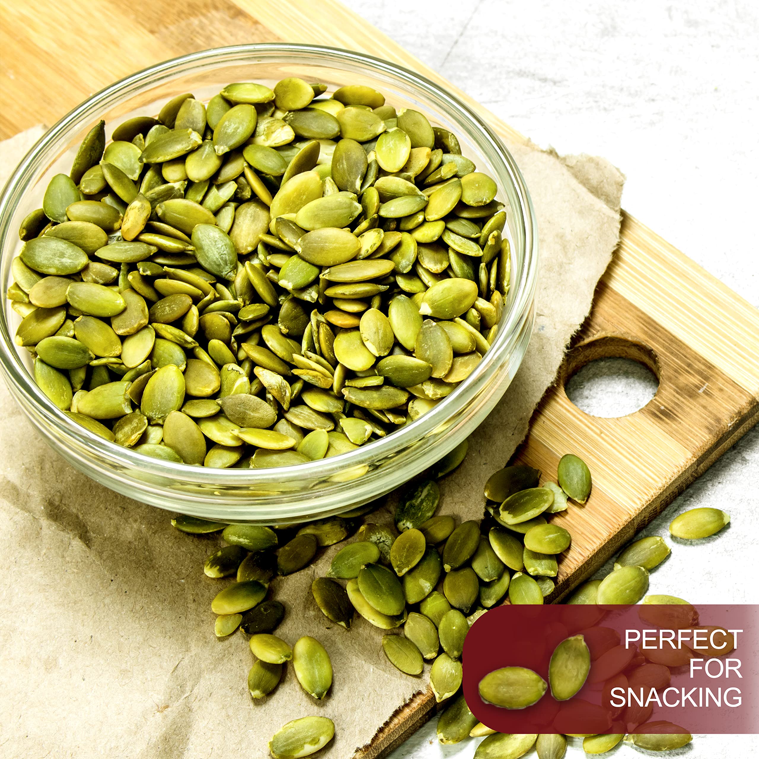 We Got Nuts pumpkin seeds raw and shelled-free, a pure snack option.