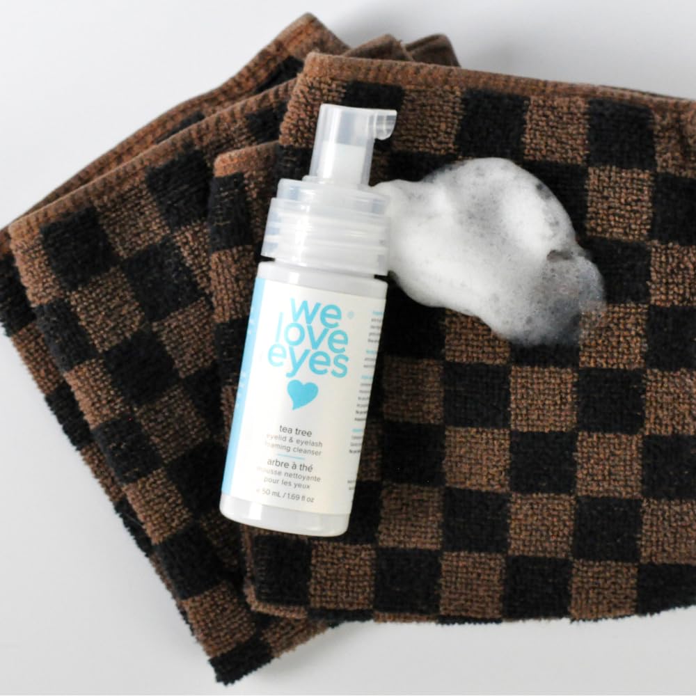 Close-up of foam from We Love Eyes Tea Tree Eyelid Cleanser for lid cleansing.