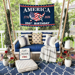 We The People 250th anniversary flag, double-sided print visible from both sides
