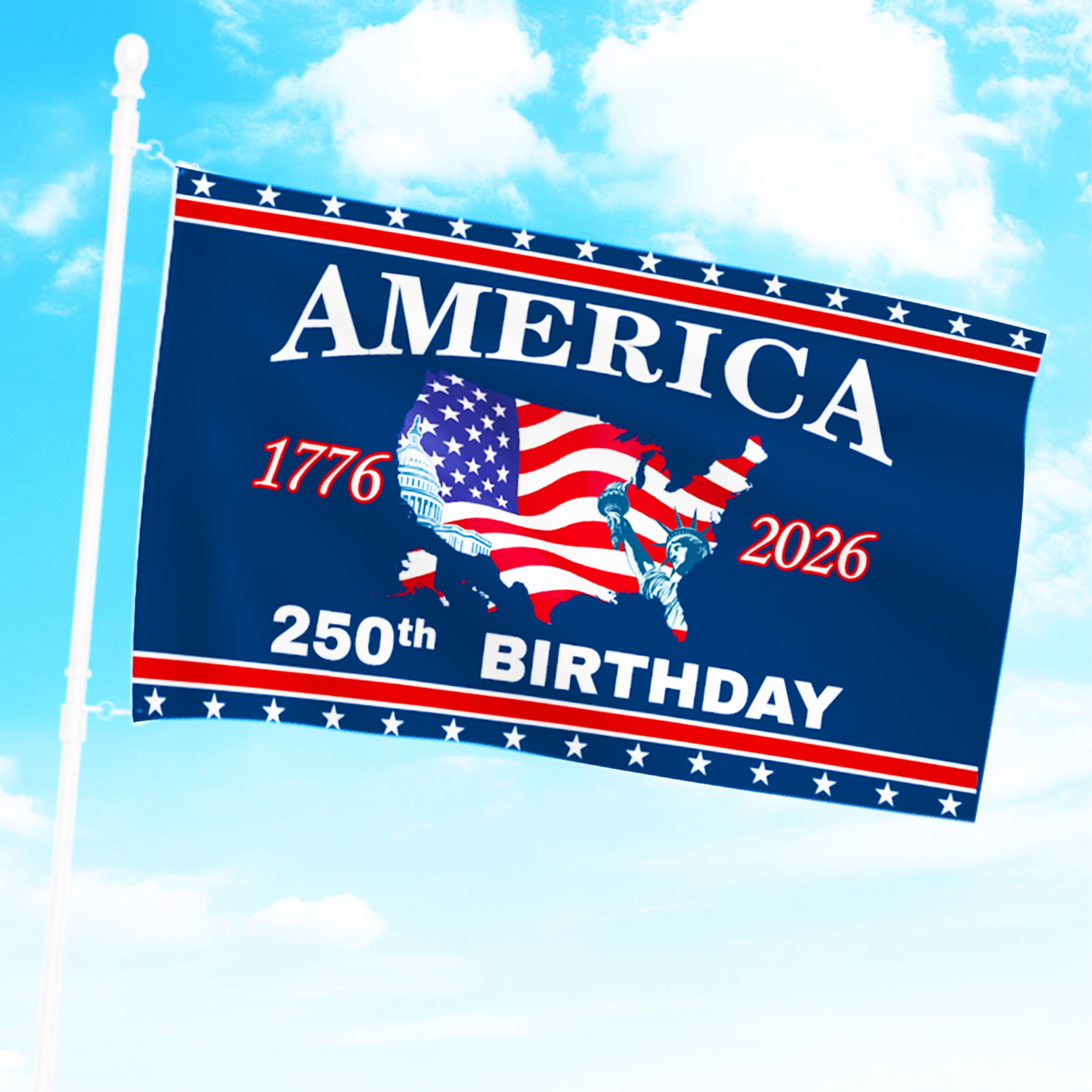 Flag with two grommets for easy hanging on porch or wall