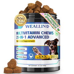 WEALLIN dog vitamins 25-in-1 bottle pour for easy dosing and wellness