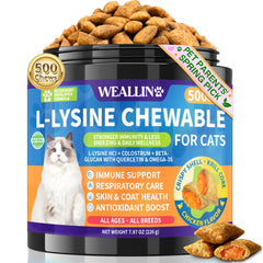 WEALLIN L-Lysine chews jar front view for daily immune and respiratory wellness