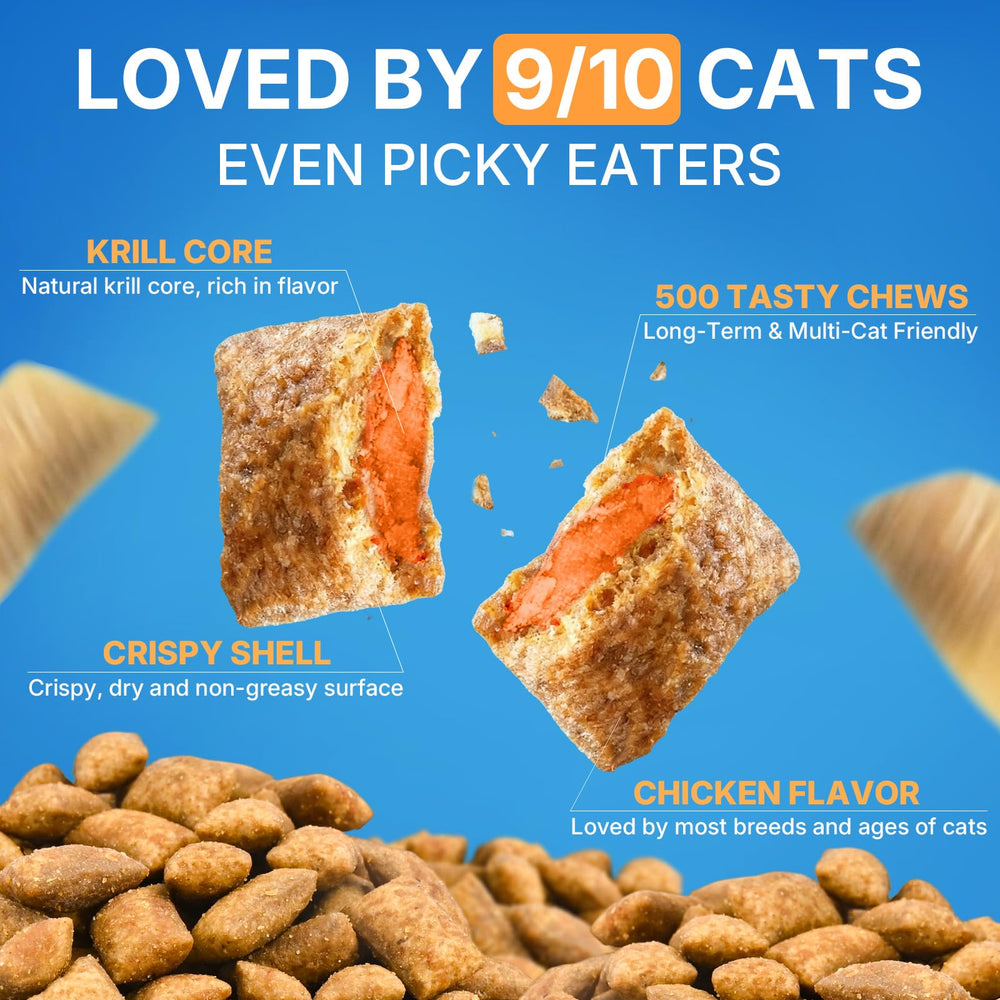 WEALLIN L-Lysine chews krill-core cross-section emphasizes natural ingredients and core benefits