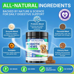 WEALLIN probiotics for dogs chicken-flavored chews – palatable daily probiotic treat