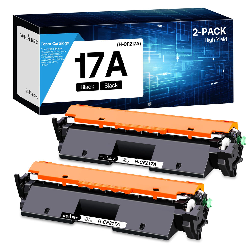 WEAREC 17A toner cartridge 2-pack for HP printers—cost-effective bulk supply
