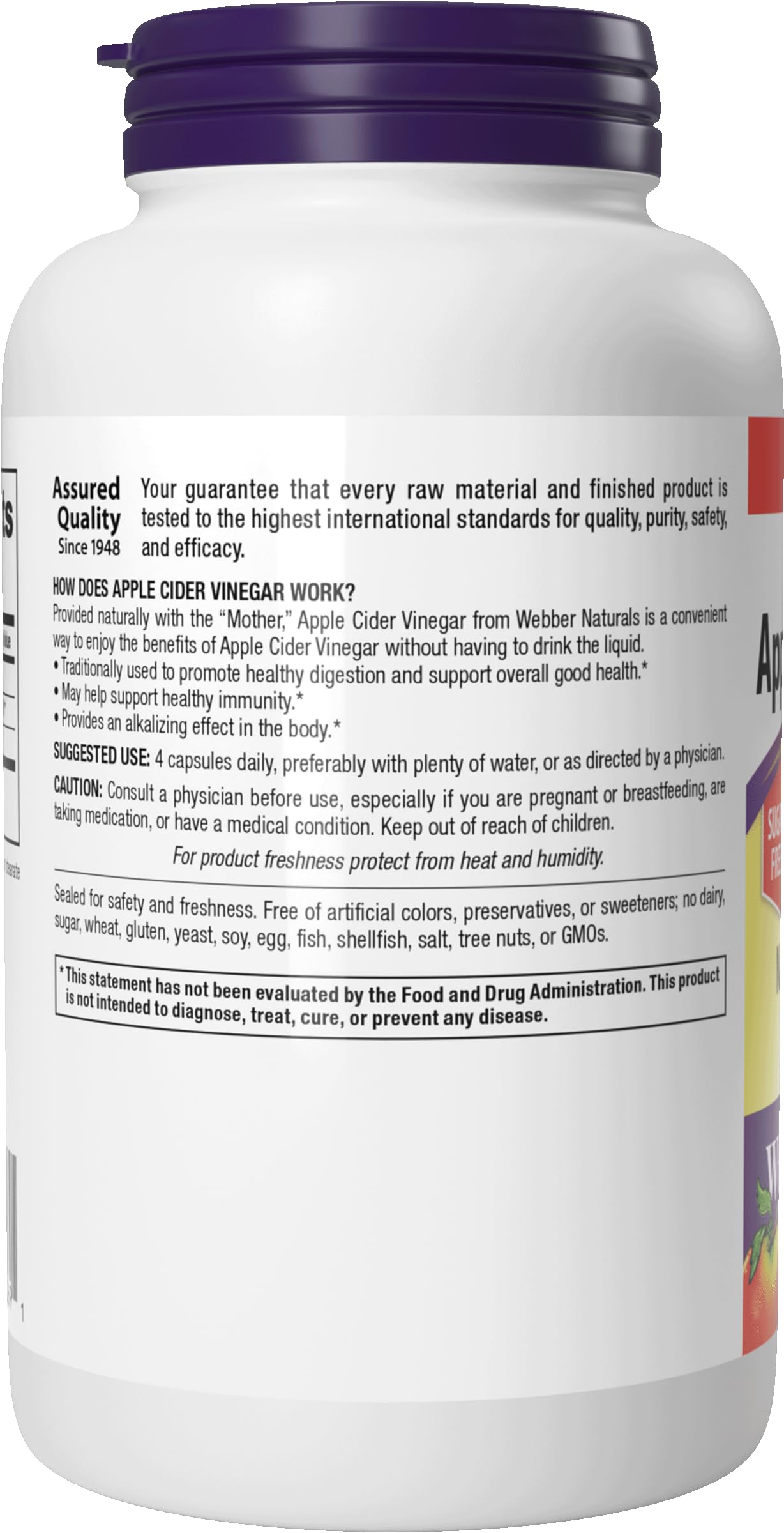 Webber Naturals 1948 quality assurance seal