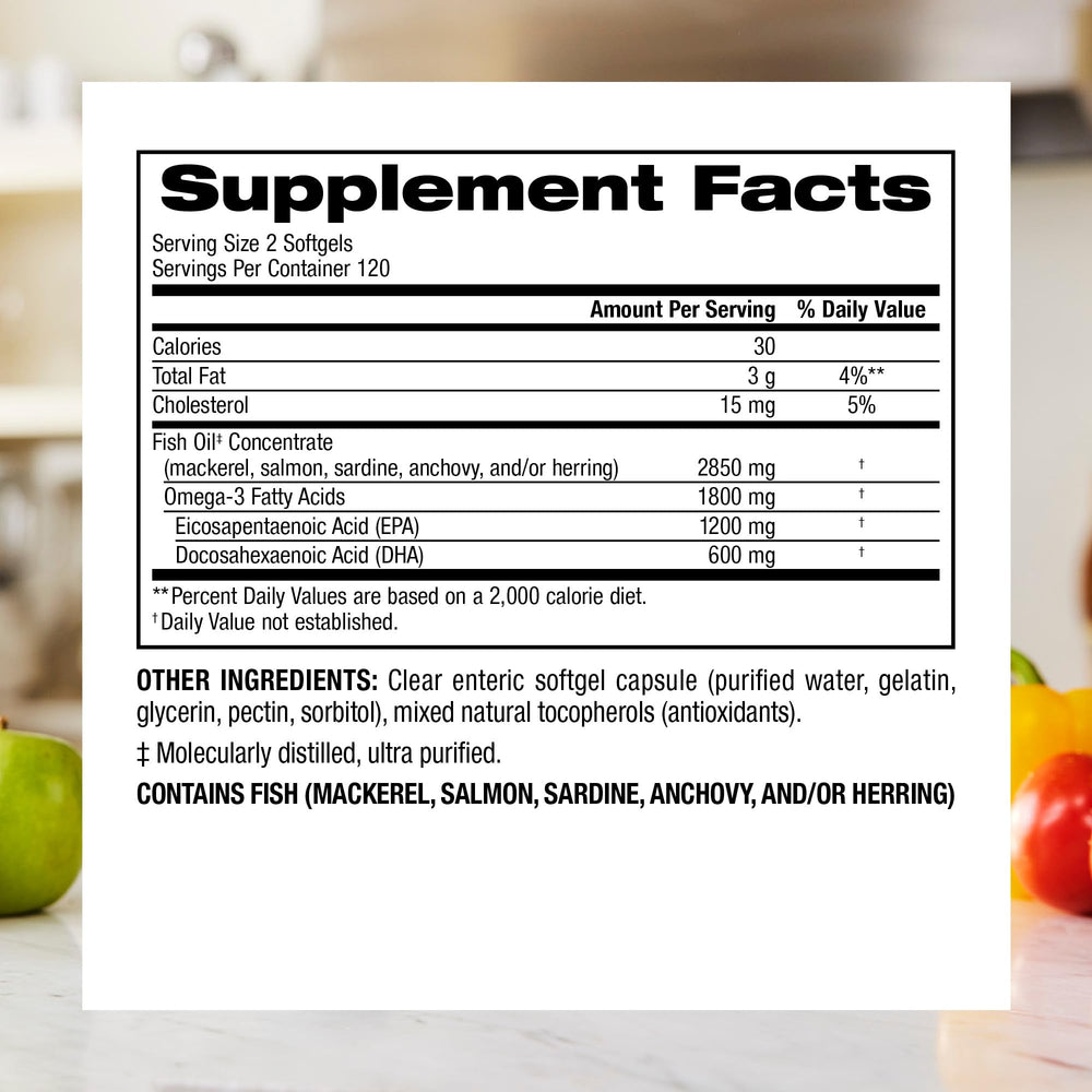 Webber Naturals enteric softgels close-up, designed to reduce fishy aftertaste.