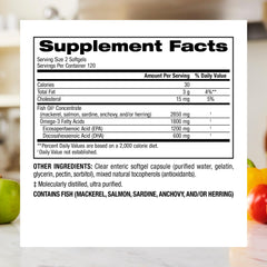 Webber Naturals enteric softgels close-up, designed to reduce fishy aftertaste.