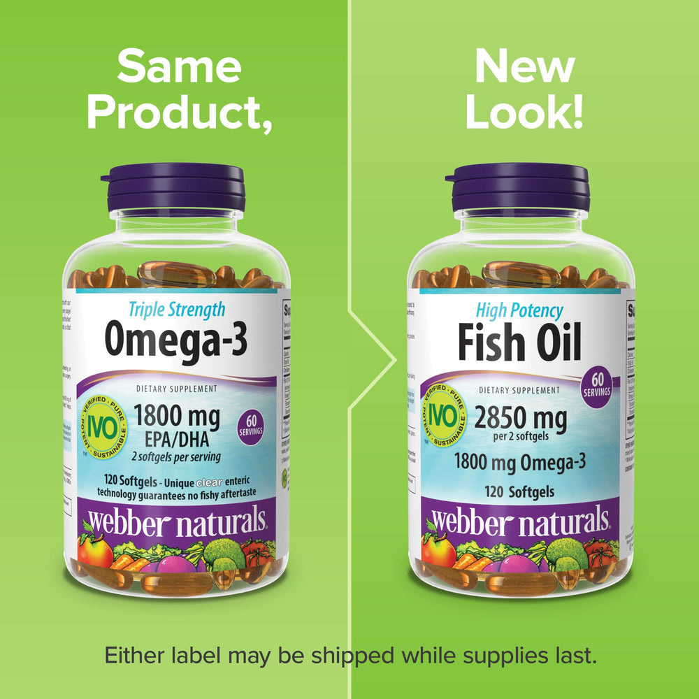 Webber Naturals two-per-day serving visual reminds of convenient daily dosing.