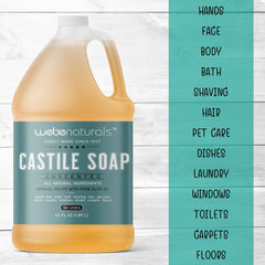 WEBE Castile soap in kitchen setup for versatile dish and surface use.