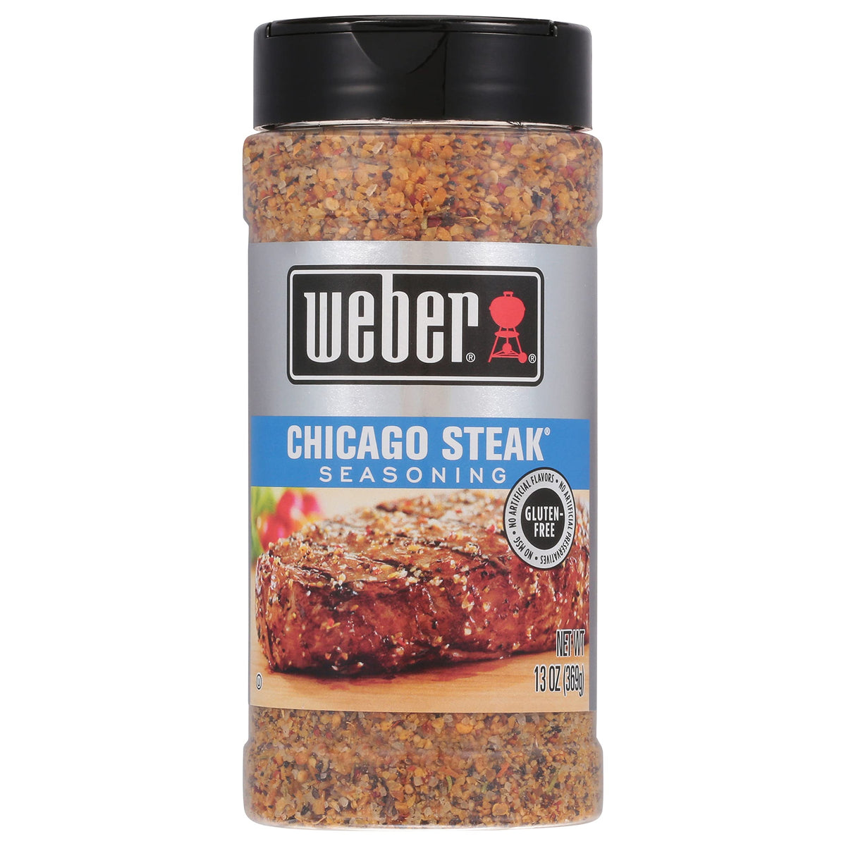 Weber Chicago Steak Seasoning bottle front view enhances bold grill flavor
