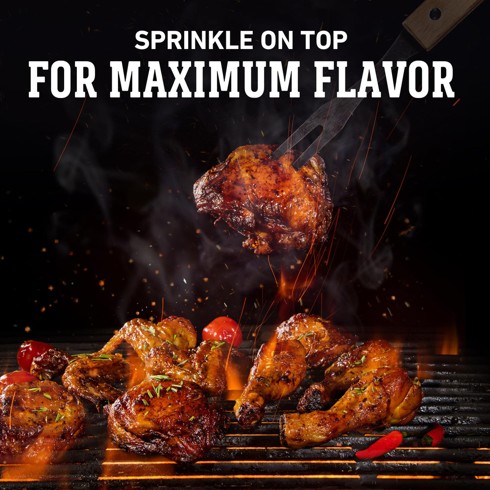 Weber Kick'N Chicken Seasoning pouring shot for easy seasoning control