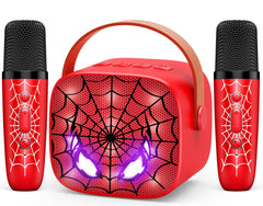 Webspidee mini karaoke machine front view with LED lights for family fun
