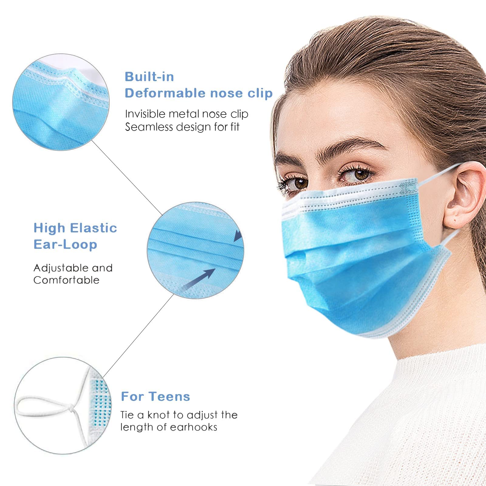 Wecolor disposable mask display emphasizing suitability for families and friends.