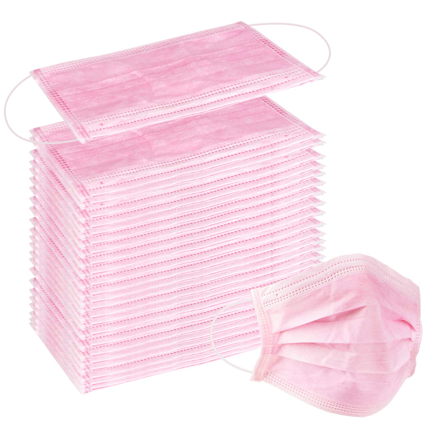 WeColor pink 3-ply earloop mask for daily protection and comfort