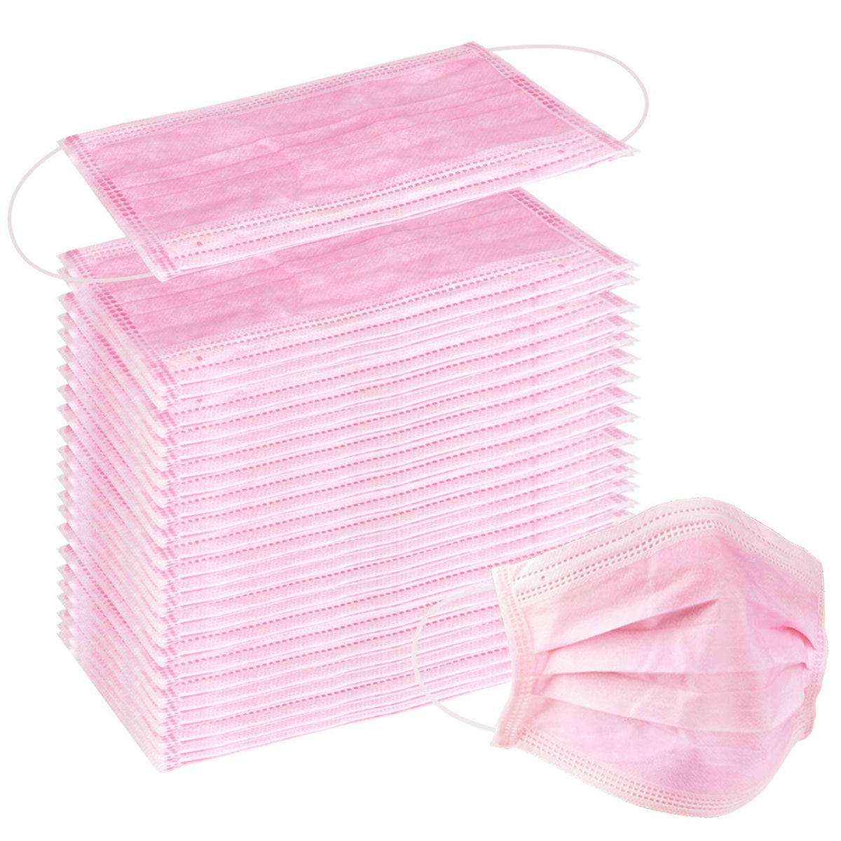 WeColor pink 3-ply earloop mask for daily protection and comfort