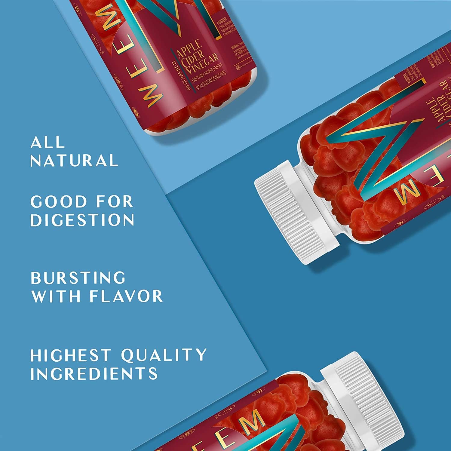 WEEM Apple Cider Vinegar Gummies ingredient pomegranate close-up emphasizes heart-friendly nutrients