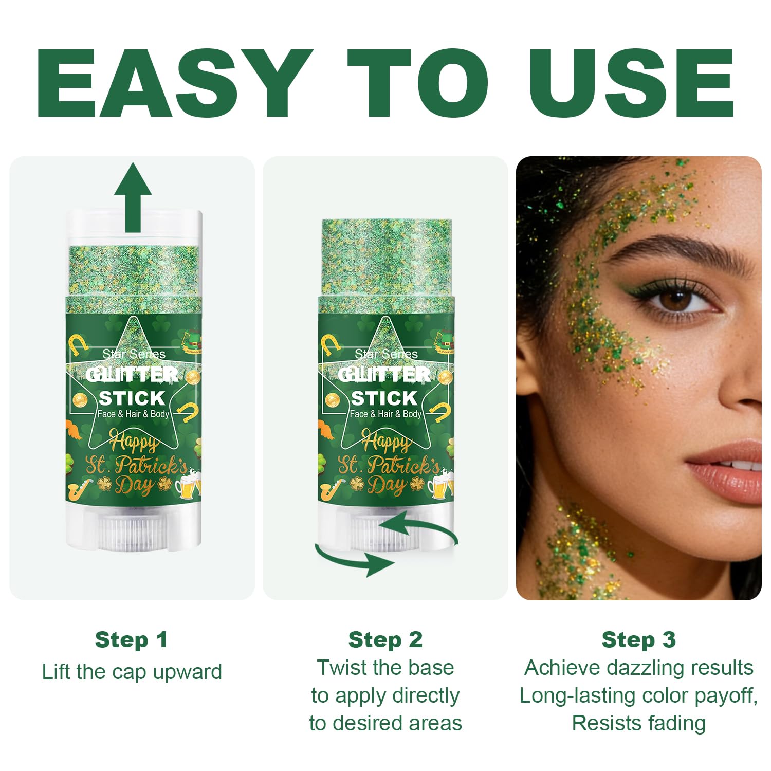 WEEMAY remover-friendly glitter stick washes away with soap