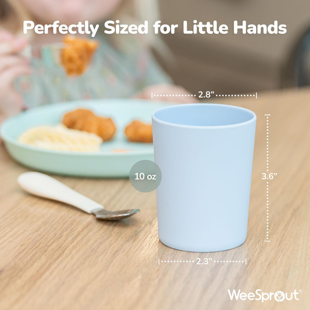 WeeSprout 10 oz cup in hand, ideal for independent drinking practice.