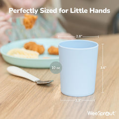 WeeSprout 10 oz cup in hand, ideal for independent drinking practice.