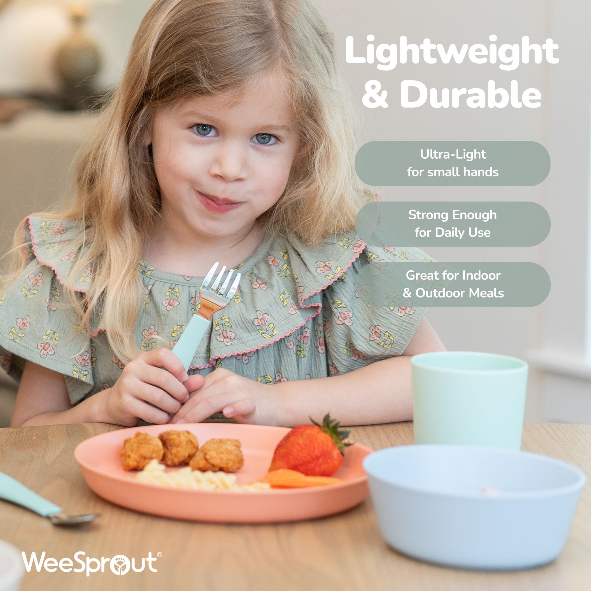WeeSprout bamboo cup 10 oz measure visible for toddlers' portions.