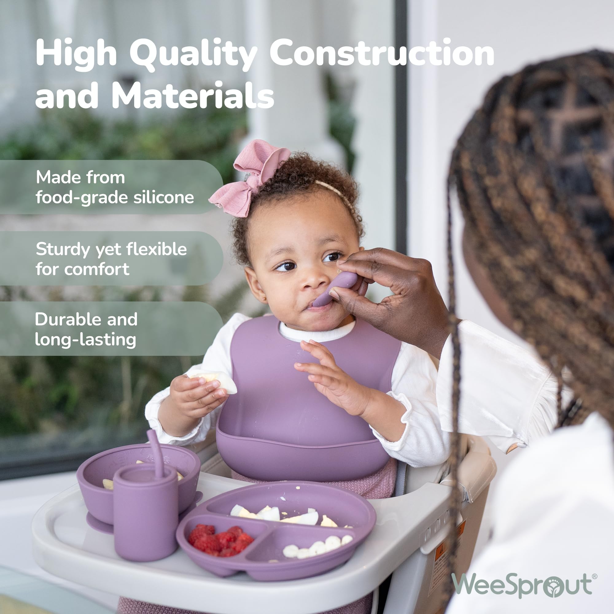 WeeSprout easy-grip handles help little hands scoop confidently.