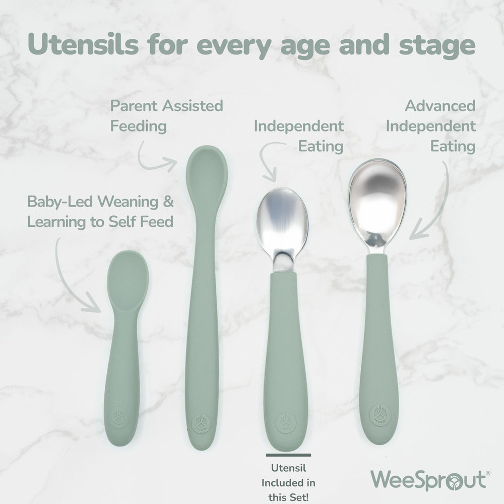 WeeSprout food-grade silicone accents offer safe, BPA-free grip and comfort.