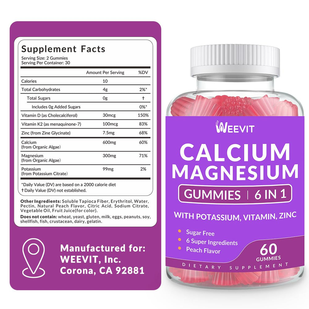 Weevit label highlights D3 and K2 pairing for calcium use.