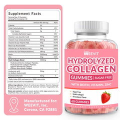 Weevit sugar-free collagen gummies bottle close-up highlighting convenient daily intake.
