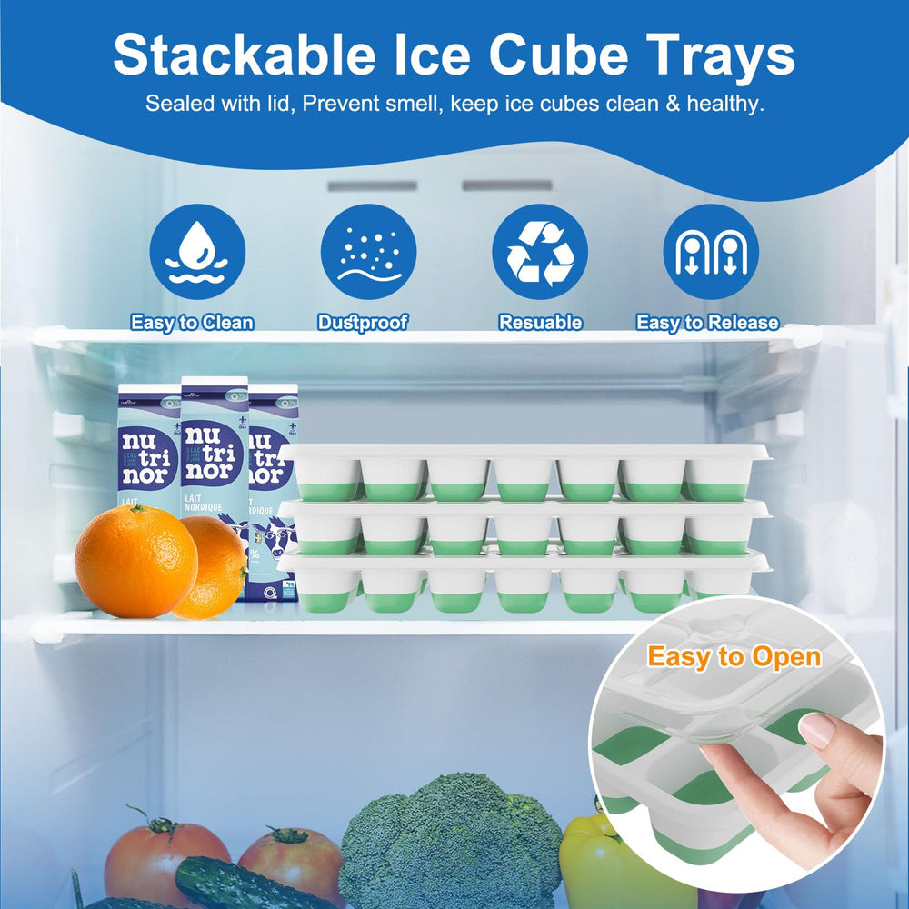 Weftnom silicone easy-release ice trays for effortless cube removal after freezing.