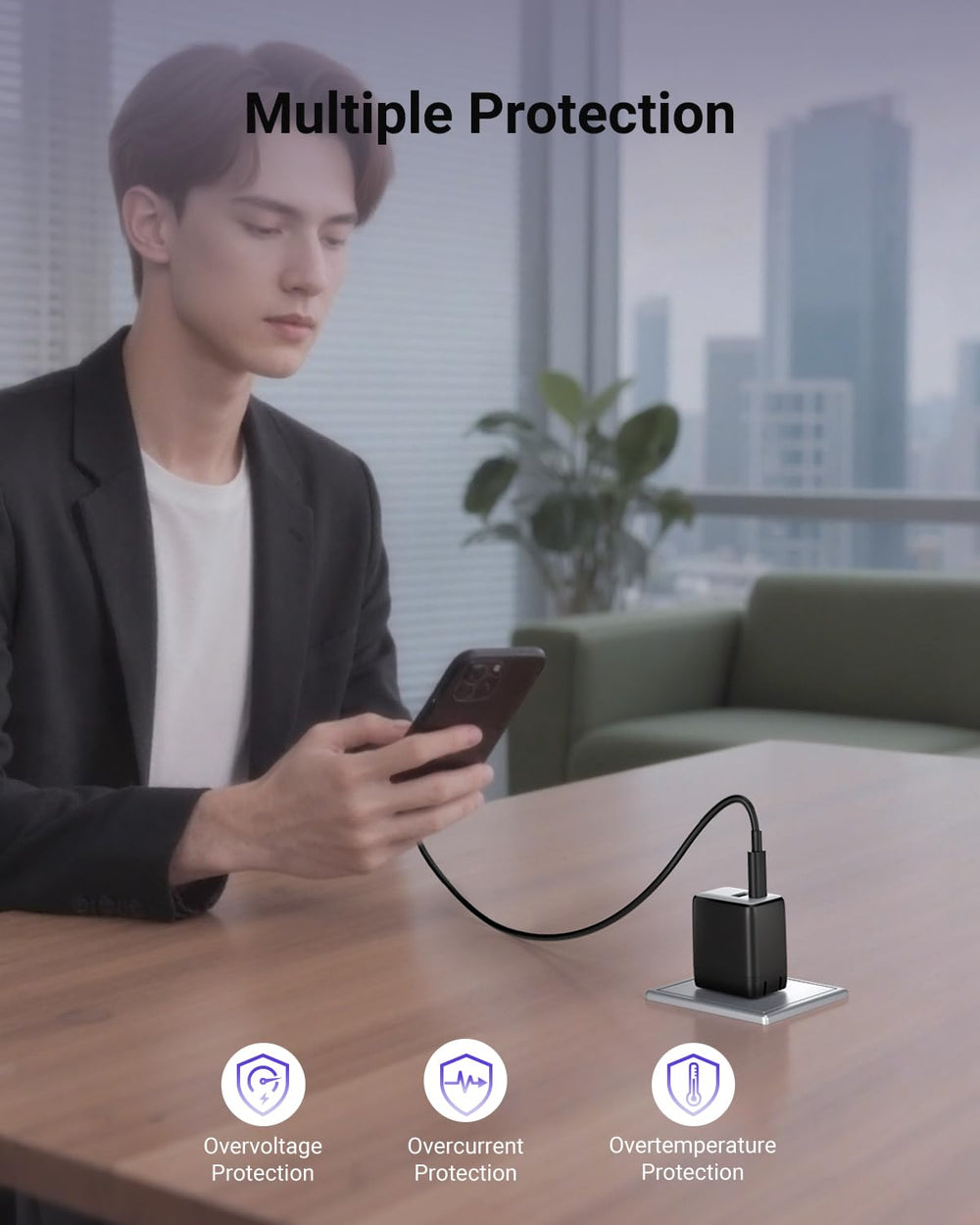 Wegear black 1-pack USB-C charger, neat and portable