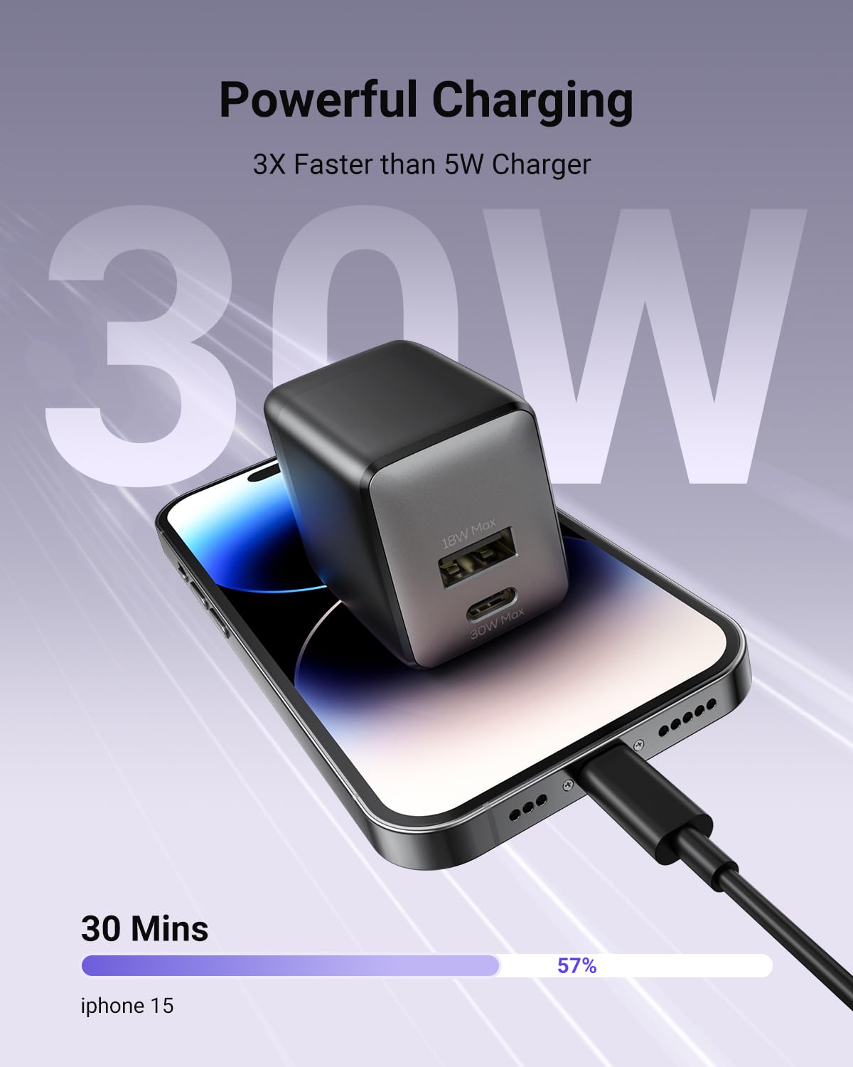 Wegear USB-C fast charging charger with foldable plug, pocket-friendly design