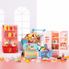 Wehoo blue mini shopping cart for dollhouse pretend shopping fun