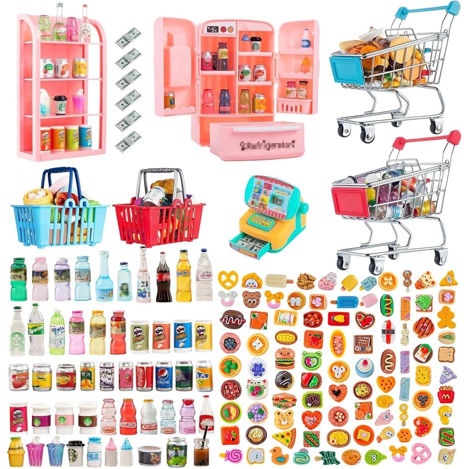 Wehoo 164pcs mini shopping cart in red for dollhouse play and organization